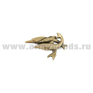20 04 0826 Значок мет. Ветеран 3 дивизии АПЛ (три дельфина) мал. на пимсе